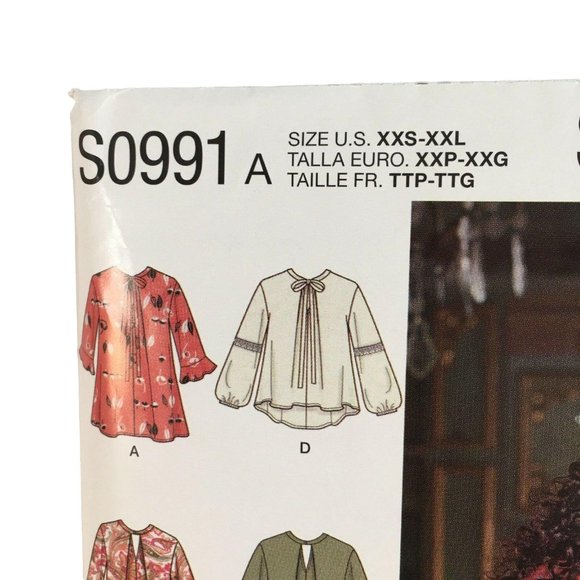 Simplicity S0991 Misses Loose Flowing Tunic Top XXS - XXL Uncut Cottagecore 2016 - Picture 4 of 8